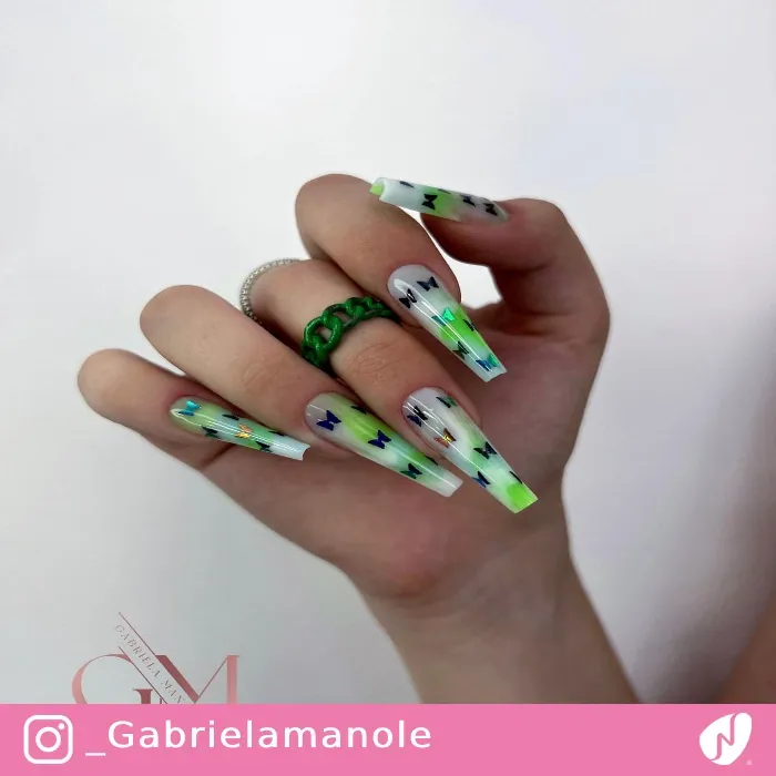 Coffin Nails with Butterflies